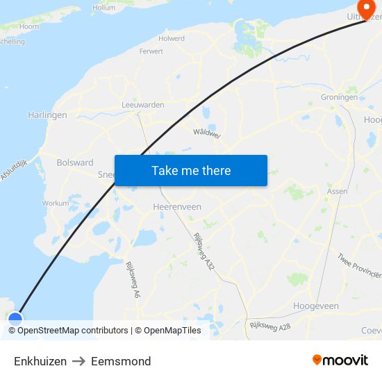 Enkhuizen to Eemsmond map