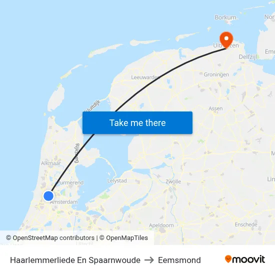 Haarlemmerliede En Spaarnwoude to Eemsmond map