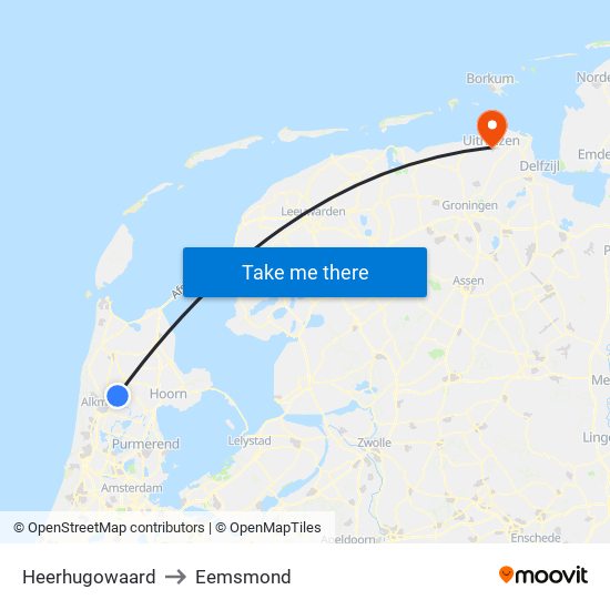 Heerhugowaard to Eemsmond map