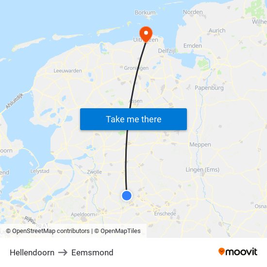 Hellendoorn to Eemsmond map