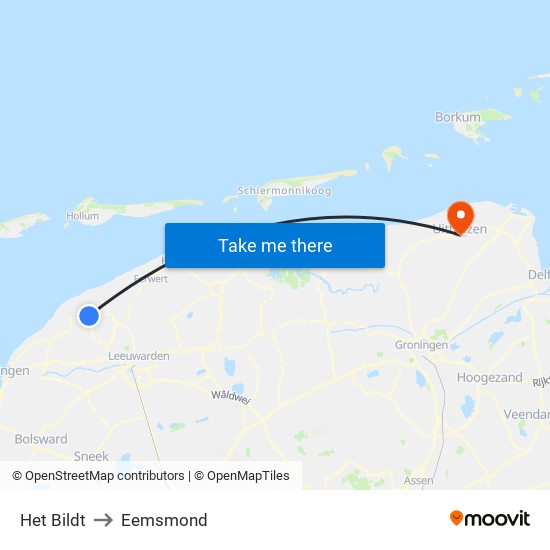 Het Bildt to Eemsmond map