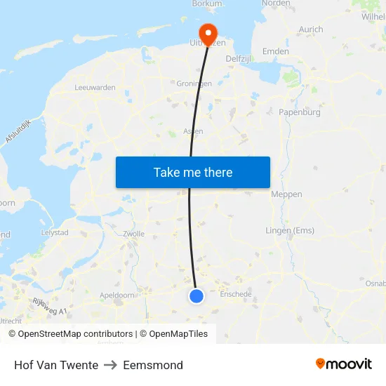 Hof Van Twente to Eemsmond map