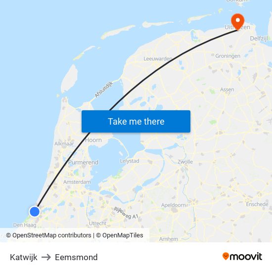 Katwijk to Eemsmond map