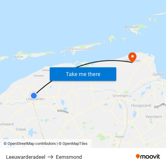 Leeuwarderadeel to Eemsmond map