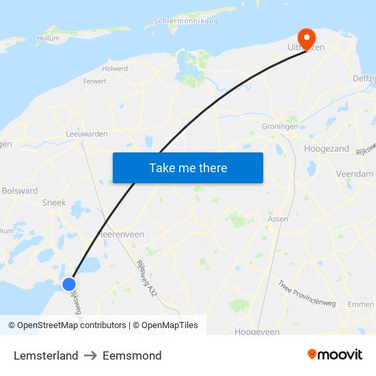 Lemsterland to Eemsmond map