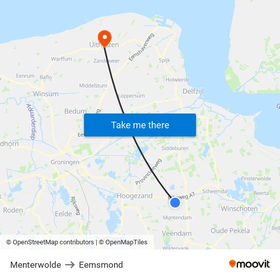 Menterwolde to Eemsmond map