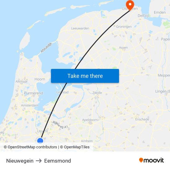Nieuwegein to Eemsmond map