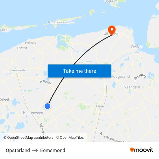 Opsterland to Eemsmond map