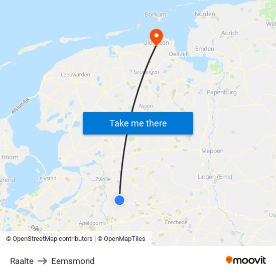 Raalte to Eemsmond map