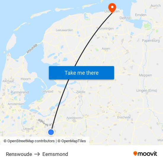 Renswoude to Eemsmond map