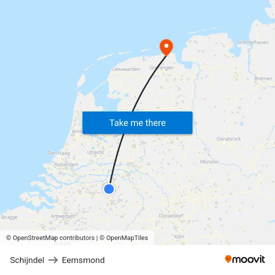 Schijndel to Eemsmond map