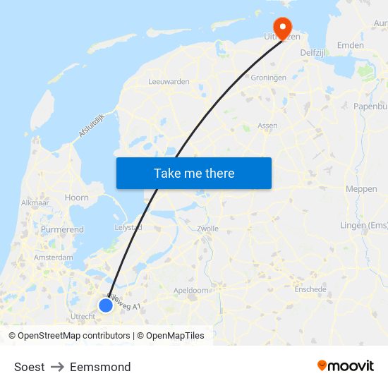 Soest to Eemsmond map