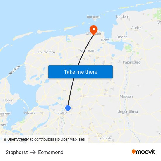 Staphorst to Eemsmond map