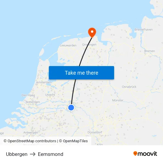 Ubbergen to Eemsmond map