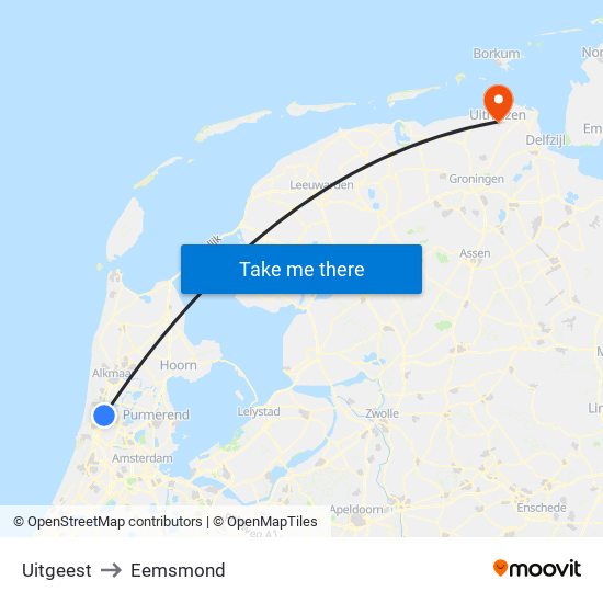 Uitgeest to Eemsmond map