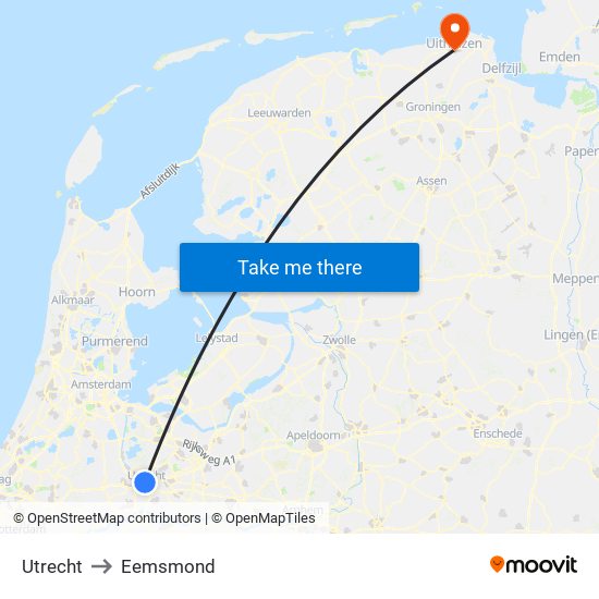 Utrecht to Eemsmond map