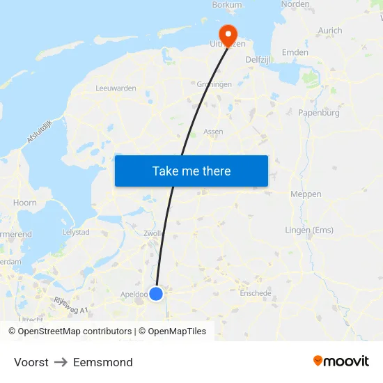 Voorst to Eemsmond map