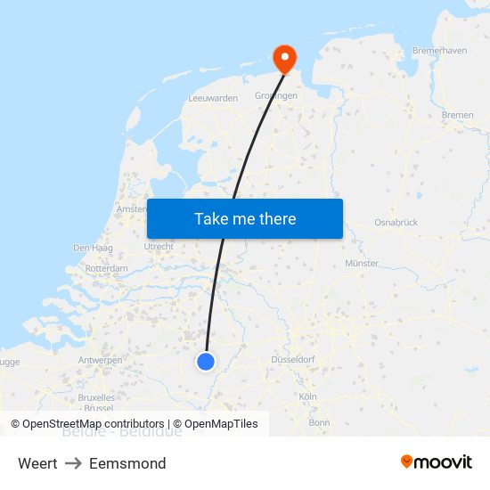 Weert to Eemsmond map