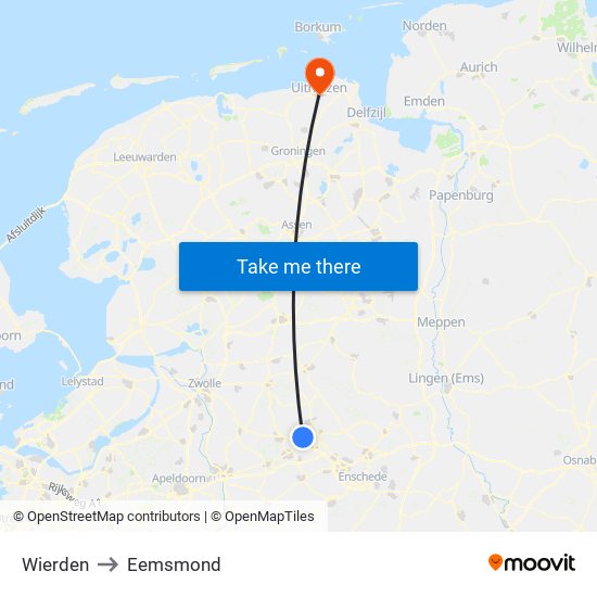 Wierden to Eemsmond map