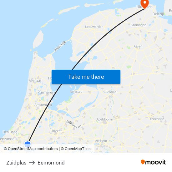 Zuidplas to Eemsmond map