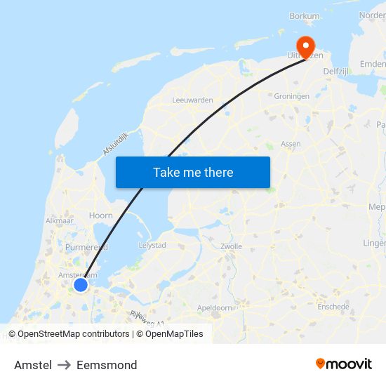 Amstel to Eemsmond map