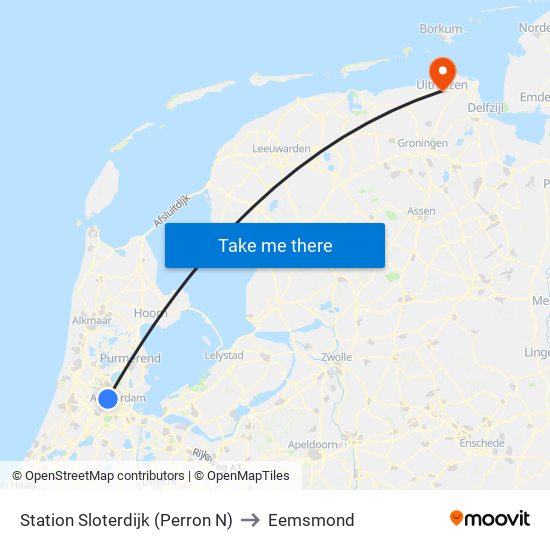 Station Sloterdijk (Perron N) to Eemsmond map