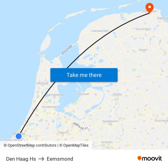 Den Haag Hs to Eemsmond map