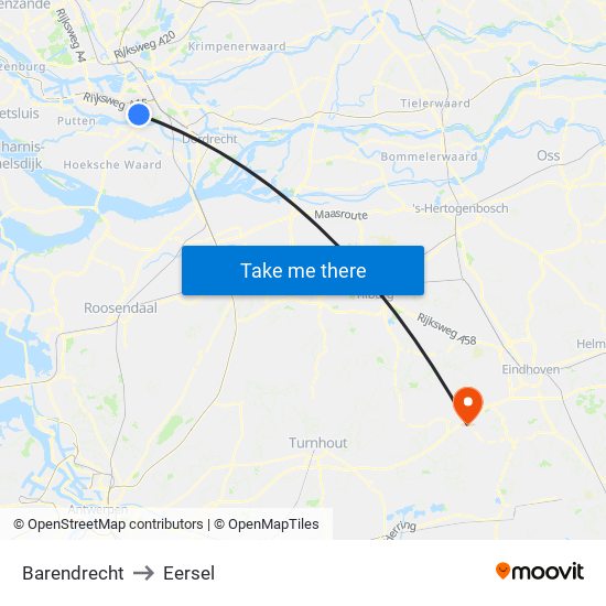 Barendrecht to Eersel map