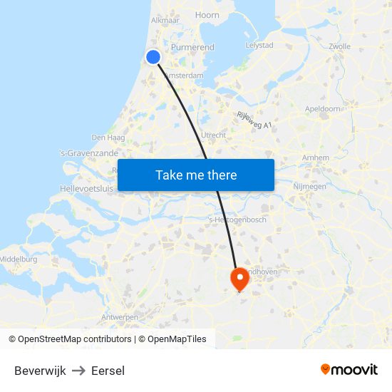 Beverwijk to Eersel map