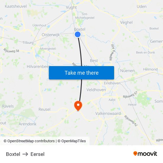 Boxtel to Eersel map