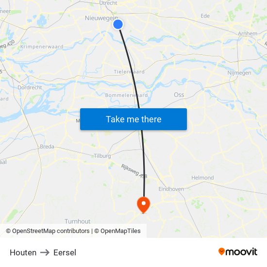 Houten to Eersel map