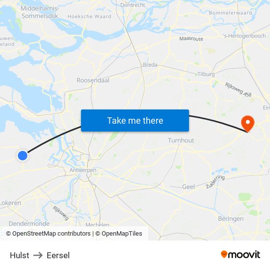 Hulst to Eersel map