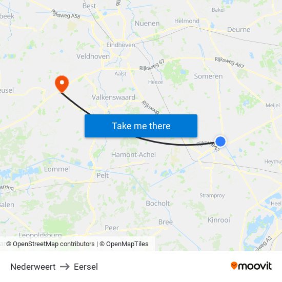 Nederweert to Eersel map