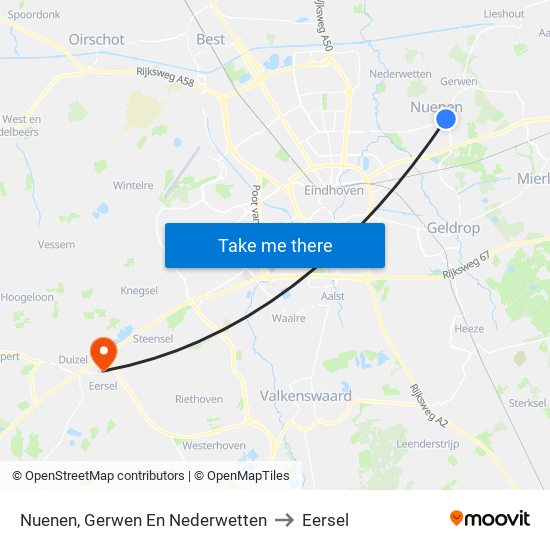 Nuenen, Gerwen En Nederwetten to Eersel map