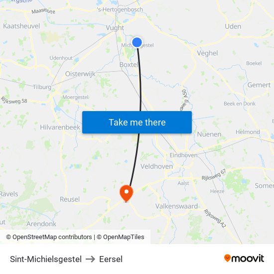 Sint-Michielsgestel to Eersel map