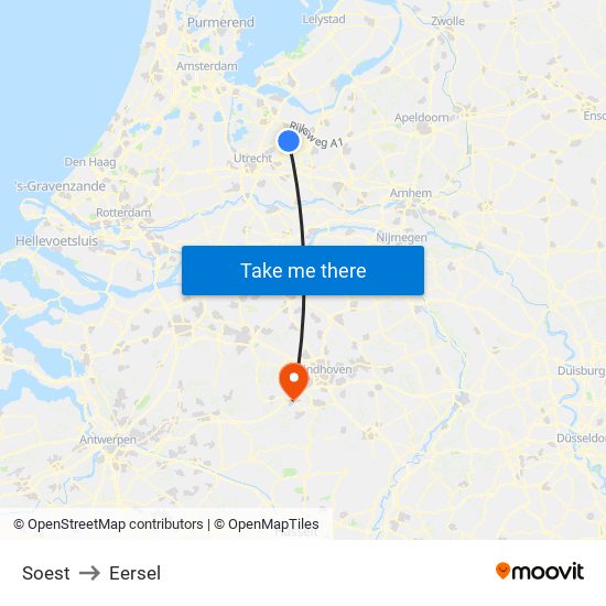 Soest to Eersel map