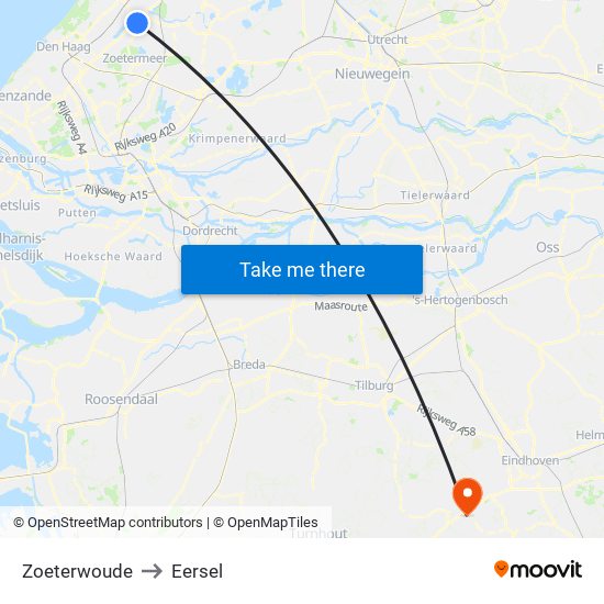 Zoeterwoude to Eersel map