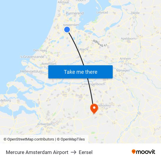 Mercure Amsterdam Airport to Eersel map