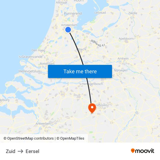 Zuid to Eersel map