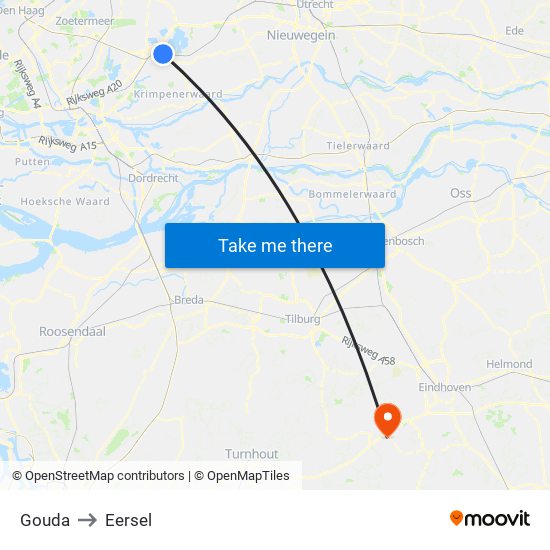 Gouda to Eersel map