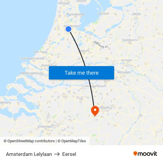 Amsterdam Lelylaan to Eersel map