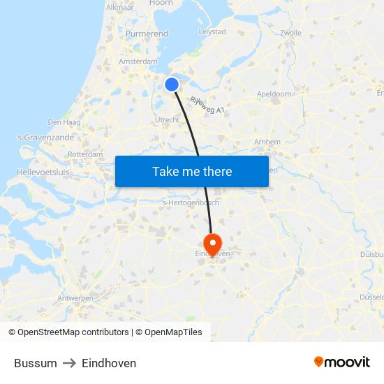 Bussum to Eindhoven map