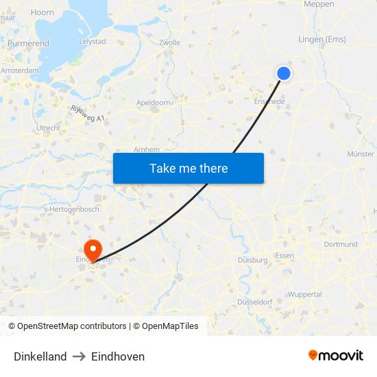 Dinkelland to Eindhoven map