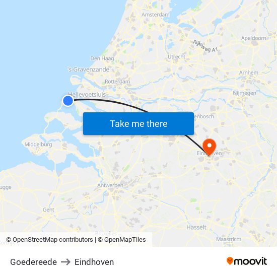 Goedereede to Eindhoven map