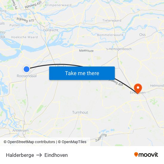 Halderberge to Eindhoven map