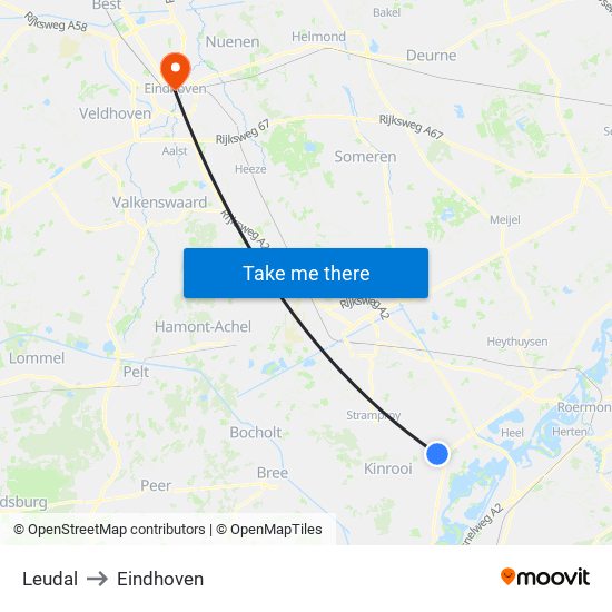 Leudal to Eindhoven map