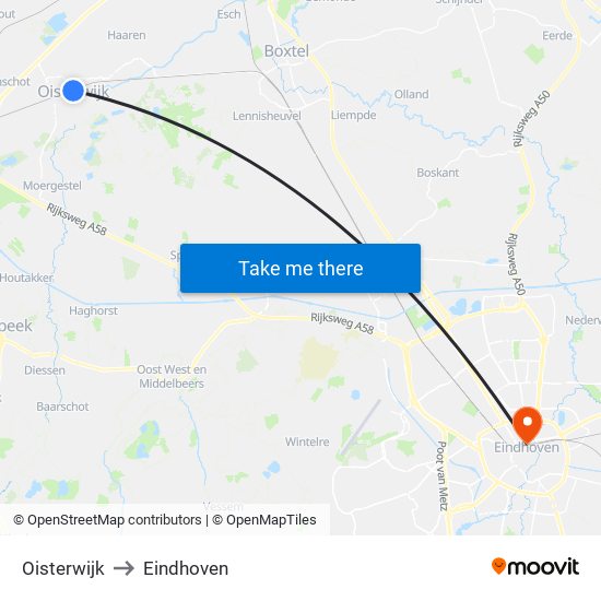 Oisterwijk to Eindhoven map