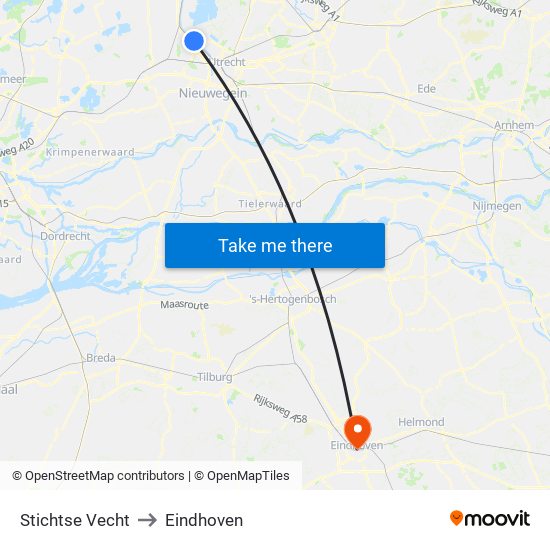 Stichtse Vecht to Eindhoven map