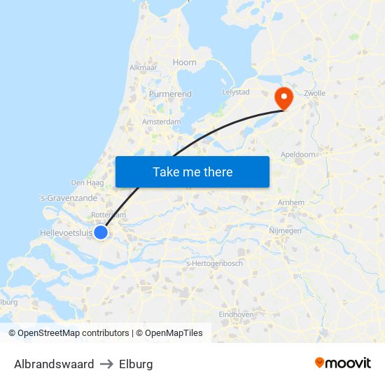Albrandswaard to Elburg map
