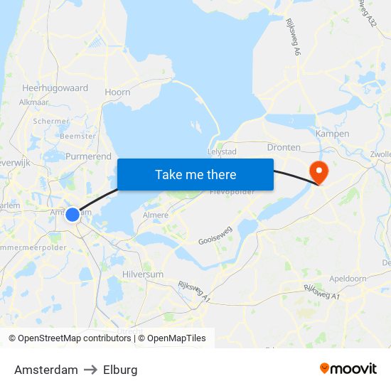 Amsterdam to Elburg map